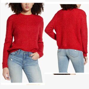 Bp. - Rainbow Confet Marl Sweater Drop-Shoulder | Medium | Christmas Red Flecked